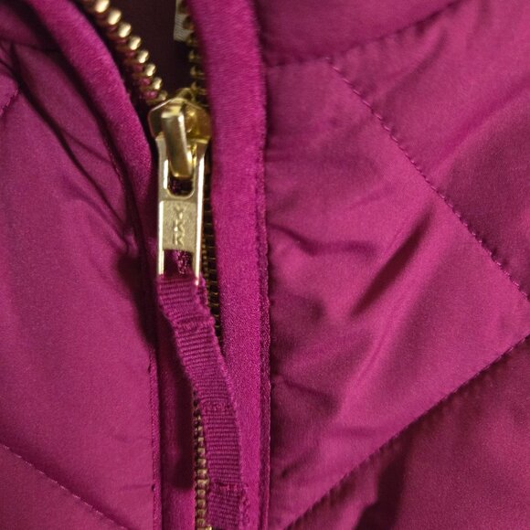 J.Crew Fresh Raspberry Quilted Puffer Vest Jacket Flap Snap Pockets Size XS - Picture 6 of 8